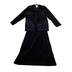 Vtg Ronni Nicole II by Quida 2pc Black Velvet Maxi Dress Set Size 20 Whimsigoth